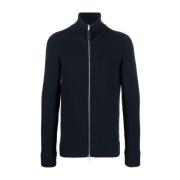 Maison Margiela Blå Ribbad Zip-Up Kofta Blue, Herr