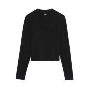 Jacquemus Långärmad Ribbstickad T-shirt Black, Dam