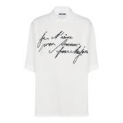 Balmain T-shirt med krage och brodyr med 'Kärleksbrev' White, Herr