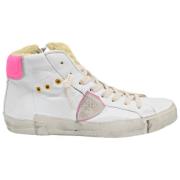 Philippe Model Hög Topp Sneakers Vit Rosa Päls Multicolor, Dam