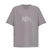 ROA Grafiskt Tryck Crew Neck T-shirt Gray, Herr