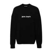 Palm Angels Svart Logotyptryck Crew Neck Tröja Black, Herr