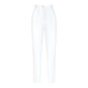 Dolce & Gabbana Högmidjade Gabardine Byxor White, Dam