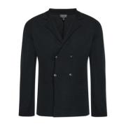 Giorgio Armani Ull Dubbelknäppt Blazer Black, Herr