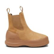 Moon Boot Beige Mocka Slip-On Stövlar Beige, Dam