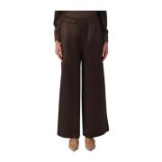 Max Mara Brun Silke Rak Ben Kort Byxor Brown, Dam