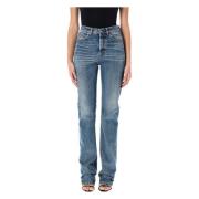 Saint Laurent Blå High Waist Slim Jeans Blue, Dam