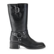 Gabor Svarta Läder Mid Boots Black, Dam