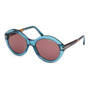 Tom Ford Seraphina Solglasögon i Shiny Blue/Brown Blue, Dam