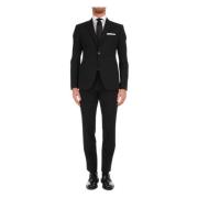 Armani Svart ullblazer kostymset Black, Herr