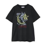 Ganni Vintage Moonlight Svart T-shirt Black, Dam