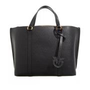 Pinko Klassisk Svart Läder Shopper Väska Black, Dam