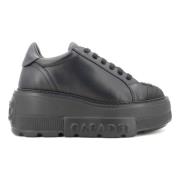 Casadei Vita veganska lädersneakers med 70mm gummikil Black, Dam