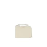 Jil Sander Ivory Kalvskinn Clutch Plånbok med Logotyp White, Dam