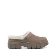 Timberland Grå Mocka Slip-On Sandaler med Faux-Fur Trim Gray, Dam