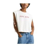 Pepe Jeans T-shirt med Grafiskt Tryck och Korta ärmar White, Dam