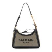 Balmain B-Army canvasväska med läderinsatser Gray, Dam