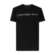 Calvin Klein Svart Bomull T-shirt med Logotyp Black, Herr