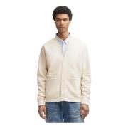 Denham Klassisk Sweat Cardigan med Logo Broderi Beige, Herr