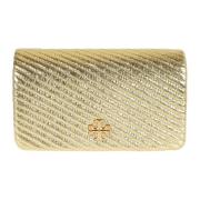 Tory Burch Metallic Moto Quilt Chain Wallet Yellow, Dam