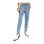 One Teaspoon Blå Mid Waist Ballong Jeans Blue, Dam