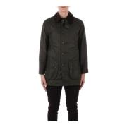 Barbour Grön vaxad bomulls jacka Logotyp fram Dragkedja Green, Herr