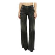 Diesel Panel Flared Jeans med Låg Midja Black, Dam