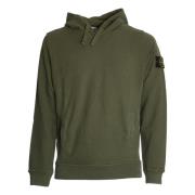 Stone Island Borstad bomullshoodie i Moss Green, Herr