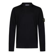 Stone Island Svart Ulltröja Aw24 Black, Herr