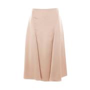 Fendi Champagne Silke Midi Kjol Beige, Dam