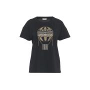 Liu Jo Svart Special Broderad Rund Hals T-shirt Black, Dam