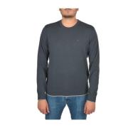 Emporio Armani Logo Crewneck Sweater Grå Kontrastnederkant Gray, Herr