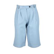 L'Autre Chose Läder Bermuda Shorts Blue, Dam