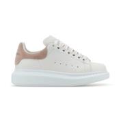 Alexander McQueen Vita lädersneakers med rosa mockahäl White, Dam