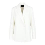 Actualee Stilig Jacka i Polyester Elastan Blandning White, Dam