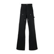 Heron Preston Svart Canvas Snickare Straight Jeans Black, Herr