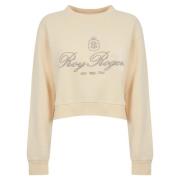 Roy Roger's Bomull Kräm Broderad Sweatshirt Beige, Dam