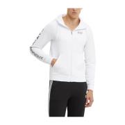 Emporio Armani EA7 Vit Dragkedja Hoodie Sportig Avslappnad Stil White,...