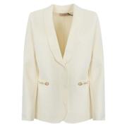 Twinset Stickad Jersey Blazer med Klämmor Beige, Dam