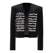 Balmain Beskuren sammetjacka med 'Love Letter'-broderi Black, Herr