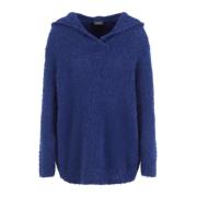 Emporio Armani Blå Bouclé Huva Tröja Blue, Dam