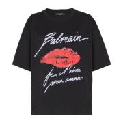 Balmain T-shirt med korta ärmar med Kiss-tryck Black, Dam