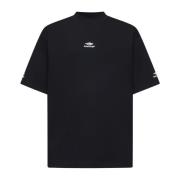 Balenciaga Svart Ski Bomull T-shirt med Logo Black, Herr