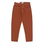 Amish Mörk Beige Slim Fit Jeans Brown, Herr