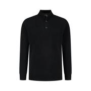 Calvin Klein Stretch Wool Button Zip Sweater Black, Herr