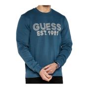 Guess Blå Logo Print Tröja Blue, Herr