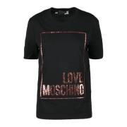 Love Moschino Bomull T-shirt med Stiligt Design Black, Dam