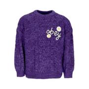 Obey Passion Flower Broderad Tröja Kvinnor Purple, Dam