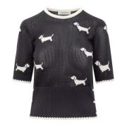 Thom Browne Intarsia Over Crew Sweater Blue, Dam