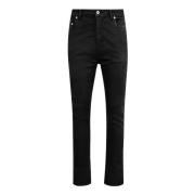 Rick Owens Svart Coated Skinny Detroit Jeans Black, Herr